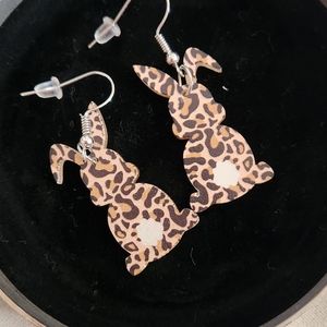 Leopard Print, Bunny Earrings